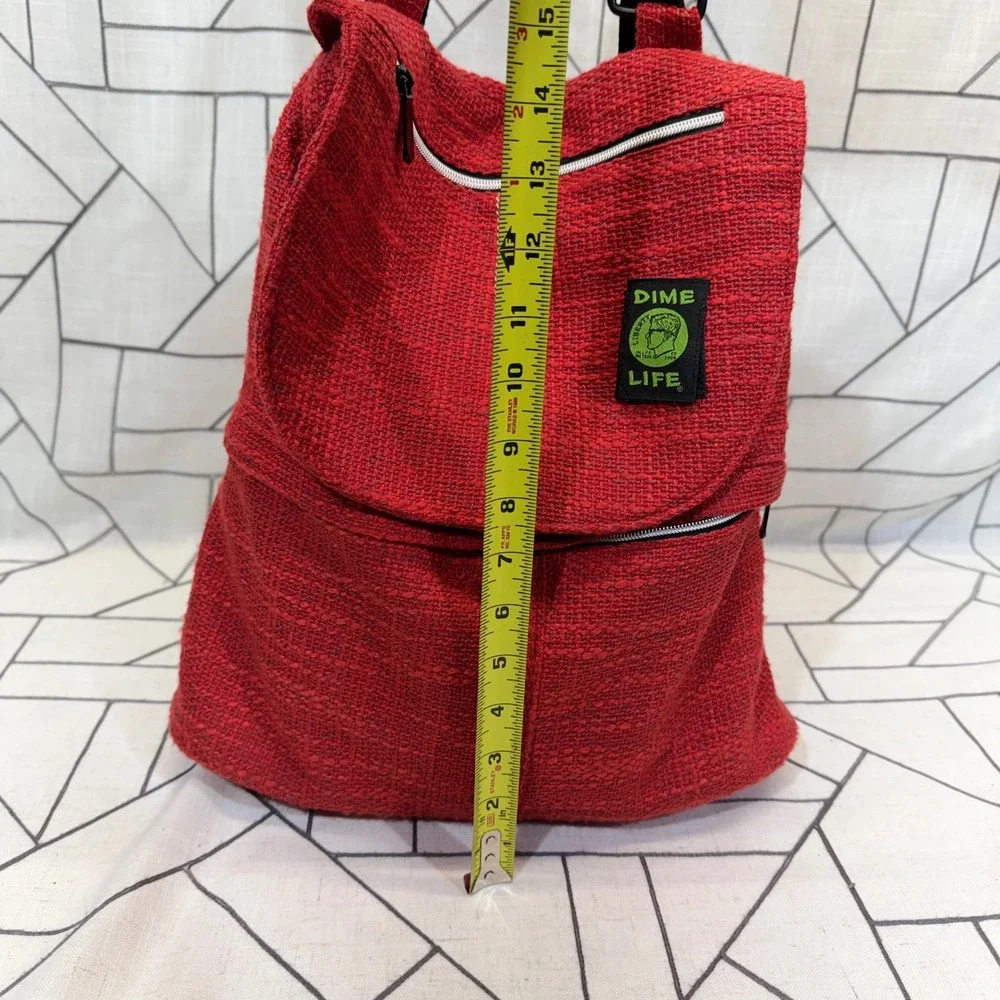 Dime Bags Life Backpack Medium Red Hemp Blend Convertible Woven Streetwear Bag